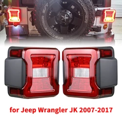 For Jeep Wrangler JK 2007-2018, LED Tail Lights Assembly with Brake, Turn Signal, Reverse and Running Lights