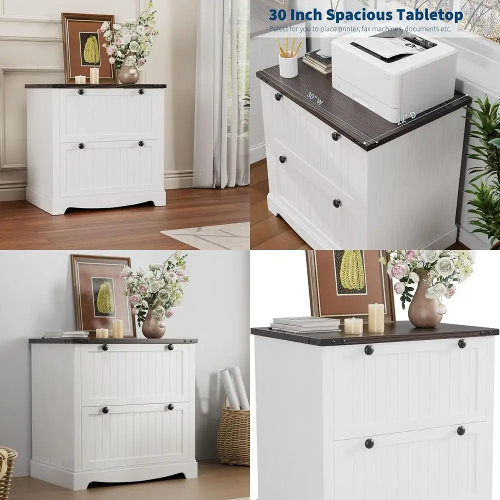 Rustic Wooden 2-Drawer Lateral File Cabinet for A4, Letter, and Legal Documents, Suitable for Home and Office Storage