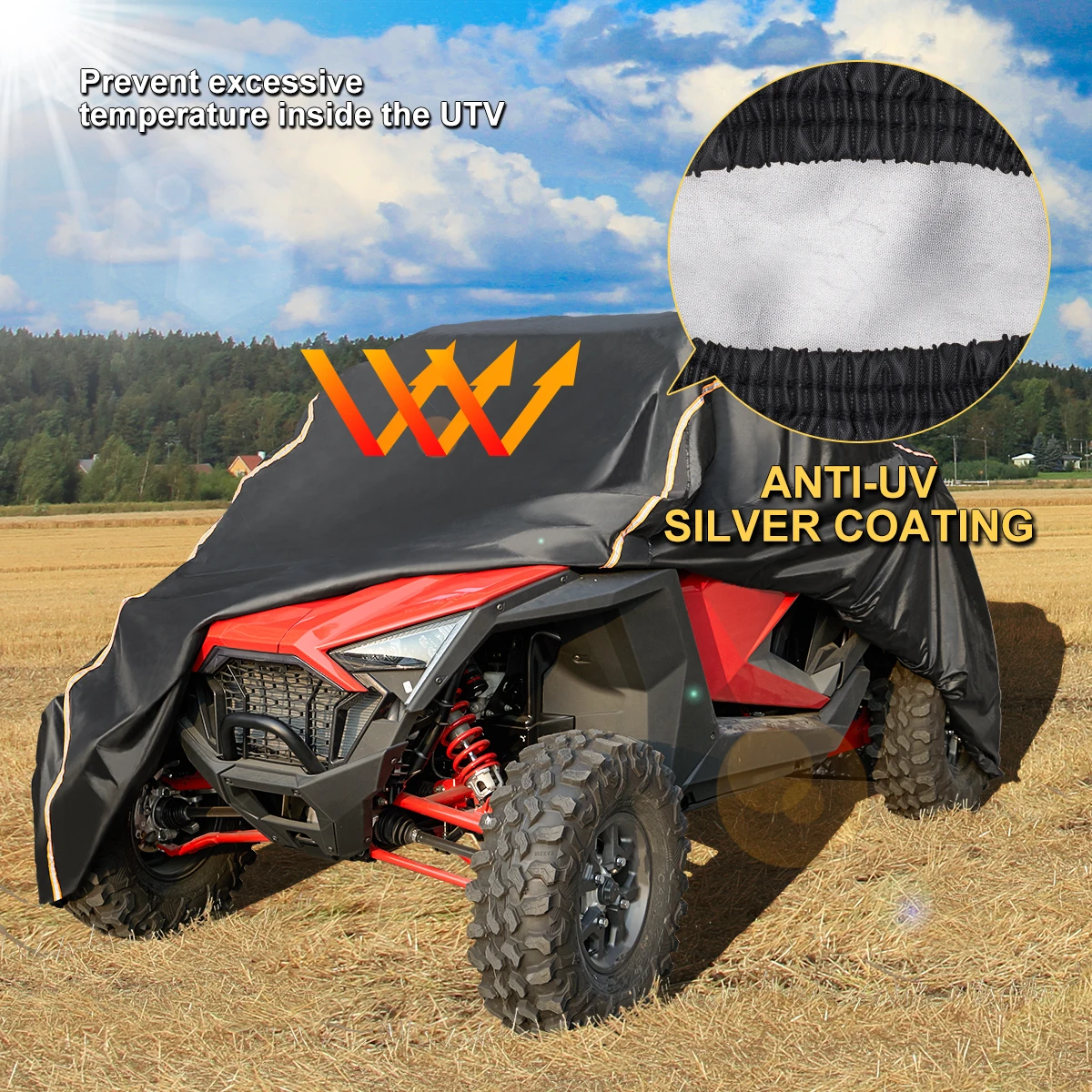 KEMIMOTO 2-Doors Heavy Duty UTV Cover Compatible with Polaris RZR for Can-Am Maverick for CFMOTO Zforce for Kawasaki SXS Cover