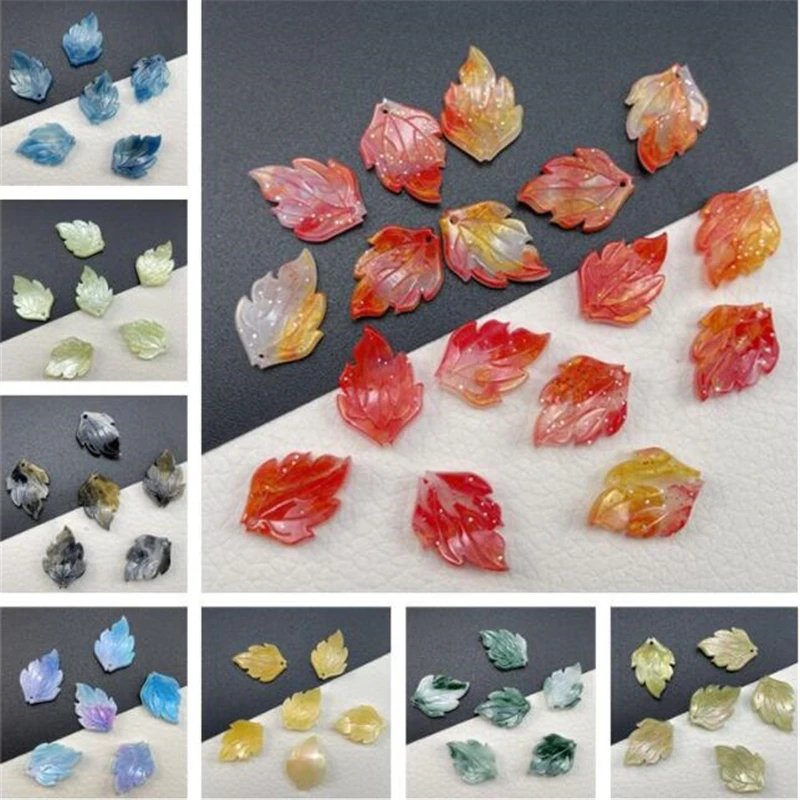 

20pcs new creative resin beads acetic acid leaves charms connectors for diy earrings hairpin jewelry making accessories