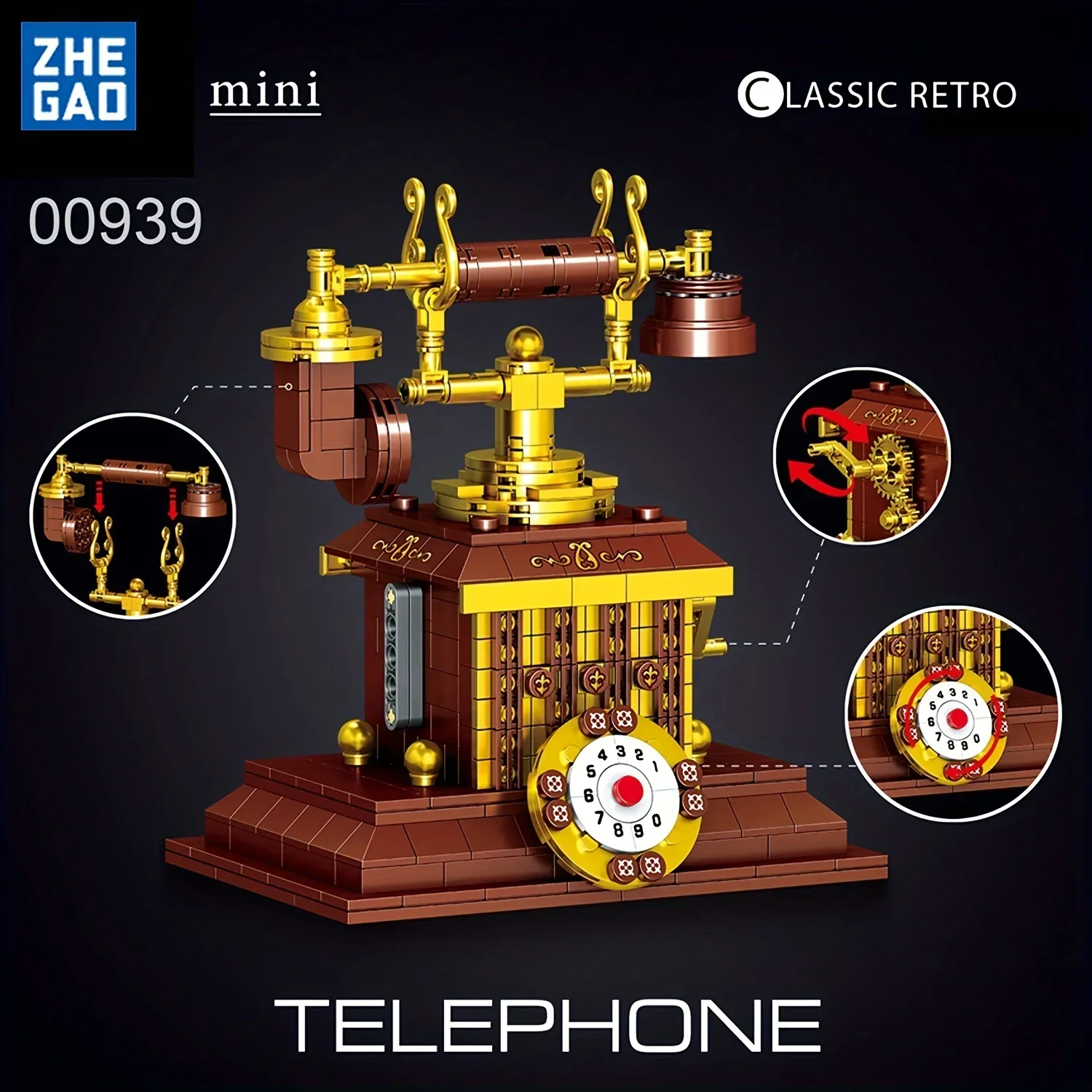 

410PCS Retro Building Blocks Phone Machine Assembly Toys Classic Creative Construction Home Decoration Series Collection Toys