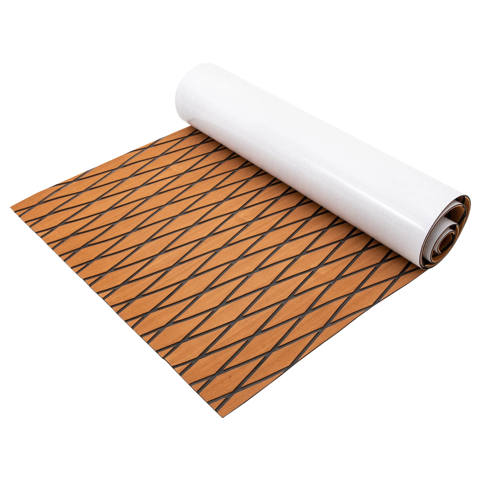Boat Flooring EVA Foam Decking Sheet Faux Teak Marine Carpet Non-Slip Self-Adhesive Flooring Material for Kayak 94 X 35 Inch