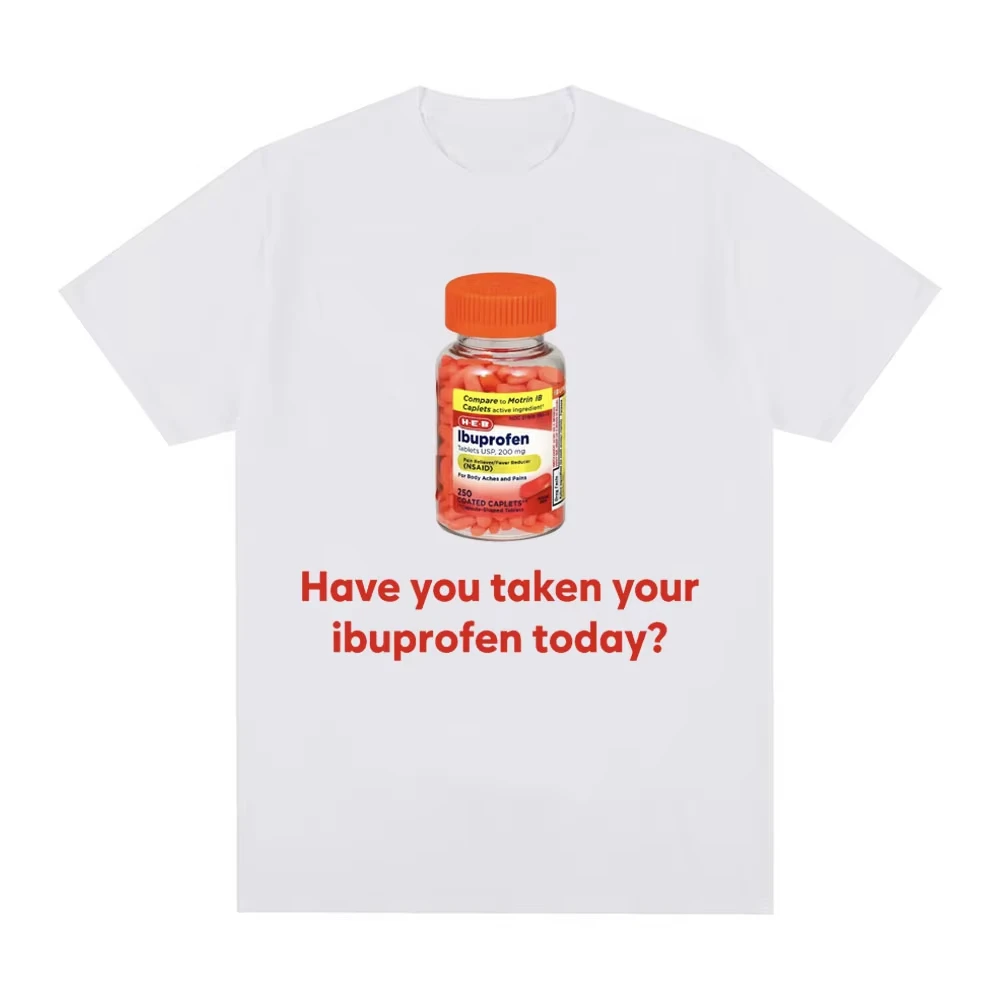 今日はイブプロフェンを服用しましたか? 面白いミーム Tシャツ レディース メンズ ファッション ヴィンテージ 半袖 ユニセックス コットン クールで通気性のあるトップス