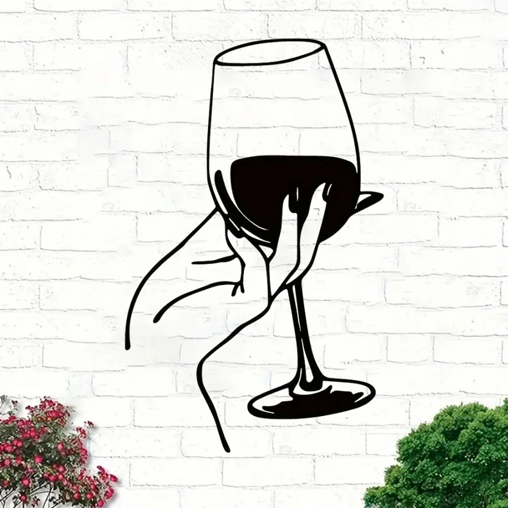 Wine Lover Lady Hand Metal Wall Decor - Unique Wall Art. A metal wall hanging for home decor and scene decoration.