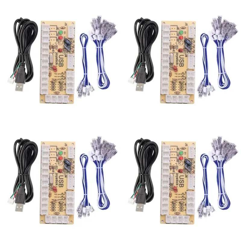 4X Zero Delay Arcade DIY Arcade codificador USB a Joystick para PC/PS3/Raspberry Pi/Android con Joystick SANWA botón de 4,8 MM