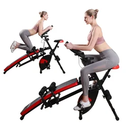 Magnetic Exercise Bike,Fixed Spinning Exercise Bike with Sit-ups Push-ups Sliding Legs,Multi-functional Home Fitness Equipment