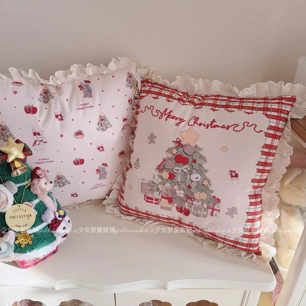 Cute Wrapped Christmas decorations Pillow case sofa square Throw pillow case pressed snow cushion cover home bed decorati