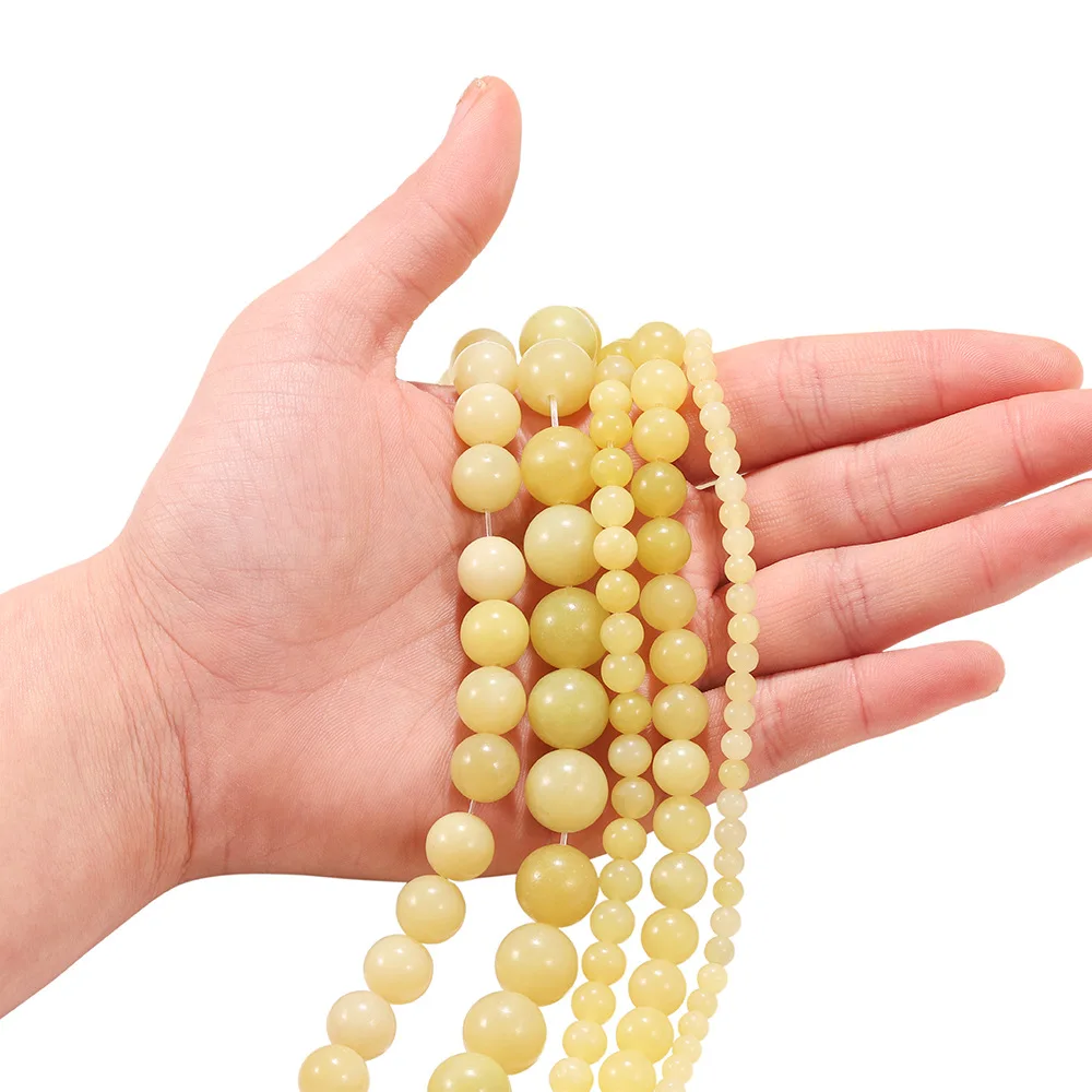 32Pcs Multi Specification Natural Shiny Lemon Jade Shiny Scattered Beads DIY Jewelry Accessories Semi-Finished Beads Wholesale image 4