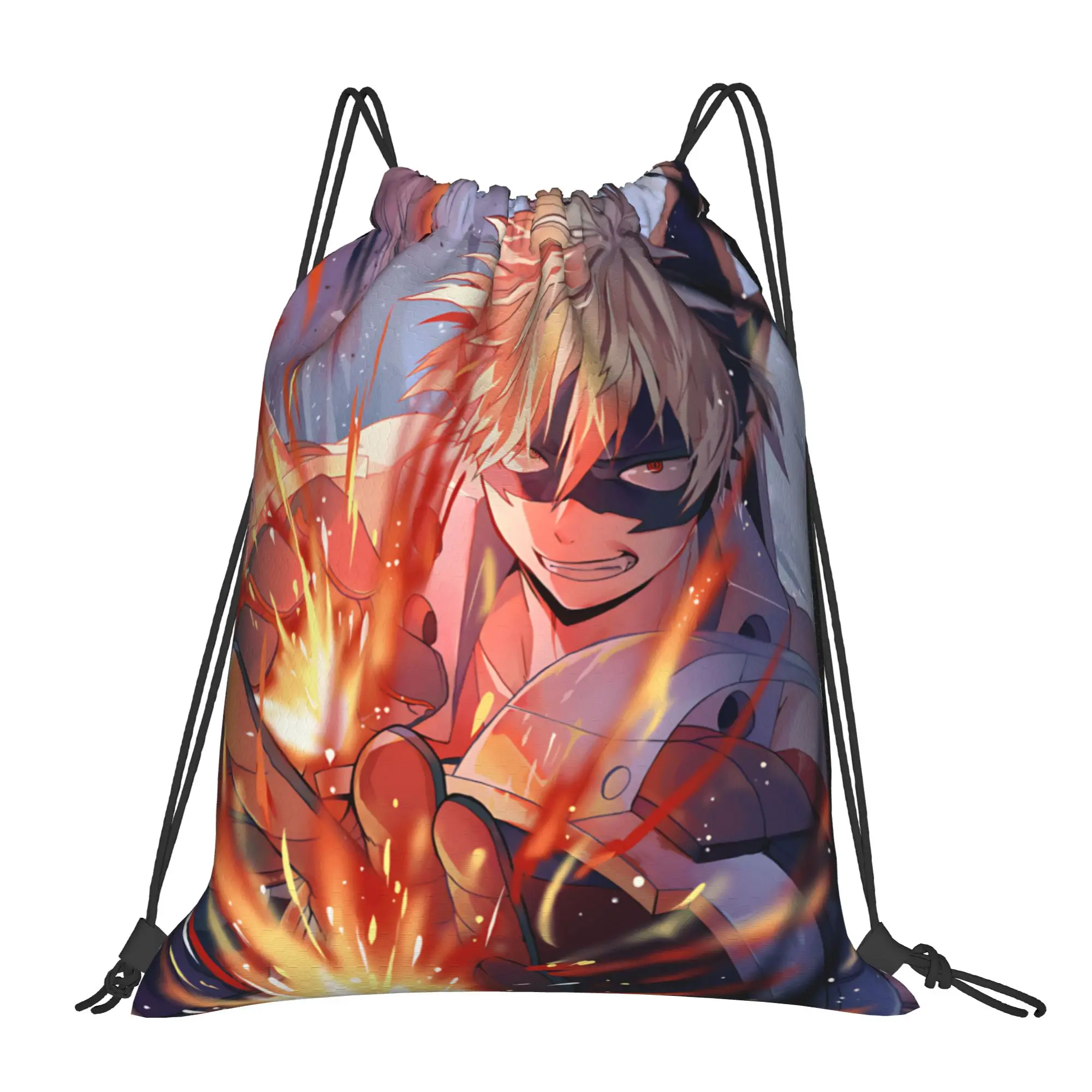 1 unidad de bolsas con cordón con estampado de Bakugou Manga My Hero Academia, mochila de almacenamiento para hombres y mujeres, bolsa de viaje para adolescentes