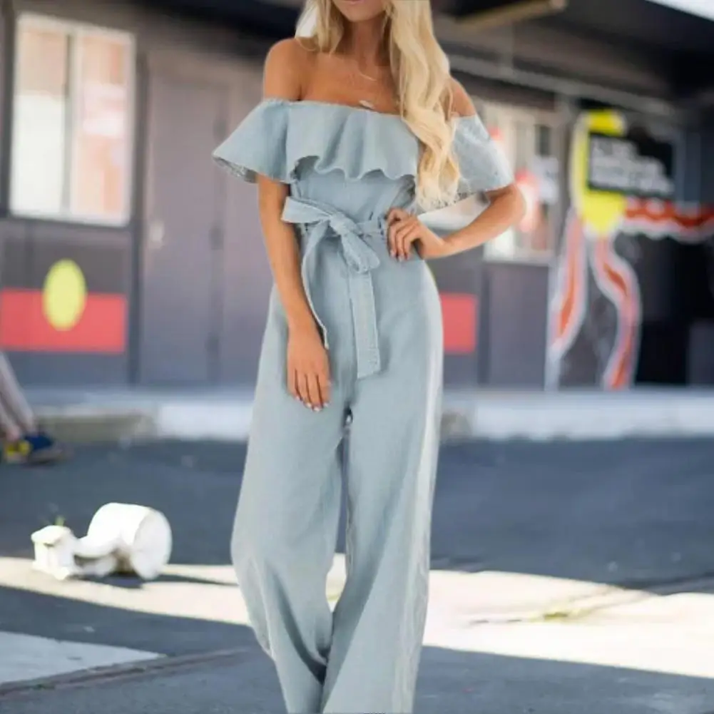 

Popular Summer Jumpsuit Ladies Jumpsuit Wide Leg Ruffles High Waist Backless Jumpsuit