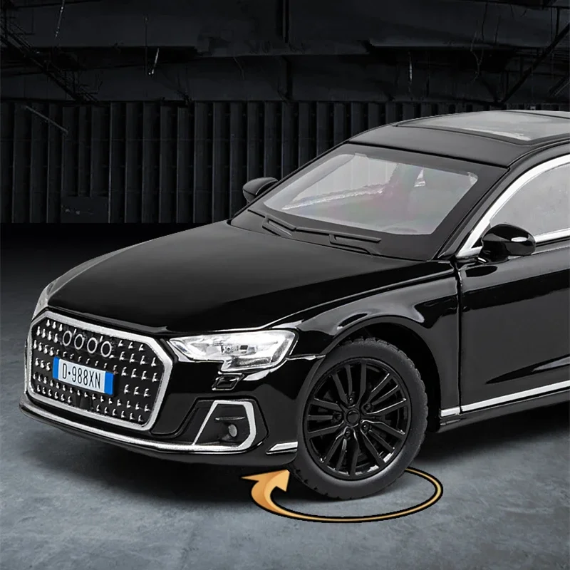 1:32 لأودي A8 2024 سبيكة يموت يلقي سيارات لعبة نموذج الصوت والضوء لعبة المقتنيات هدية عيد ميلاد