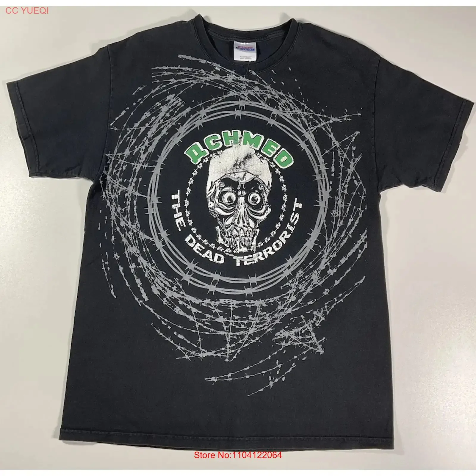 Vintage Achmed The Dead Terrorist T Shirt Sz L Jeff Dunham Barbed Wire Stand Up vintage Washed Casual Breathable homme