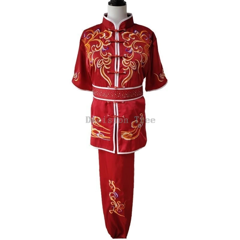 creative new children's embroidery short sleeved wushu set kids'chinese breathable kungfu performance kids' wushu uniform