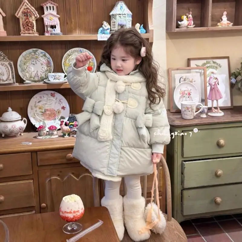 Kawaii فتاة الخريف والشتاء سترة مبطنة بالقطن رشاقته القطن وسادة مبطنة موضة معطف الطالب ملابس الأطفال غير رسمية #4