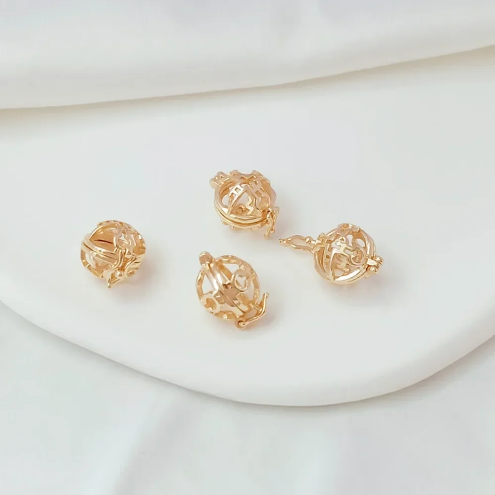 

Позолоченный 14-каратный кулон с полым кристаллом и выдолбленным шаром, сделай сам, открывающийся и ломаемый кулон, аксессуар