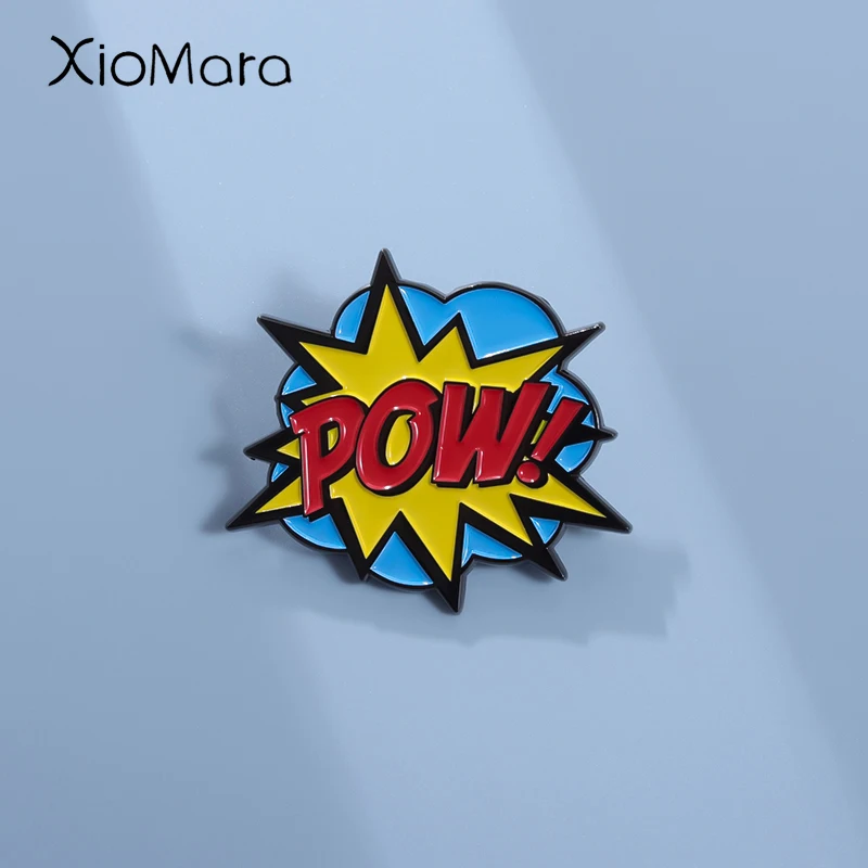 Vintage Comic POW Enamel Pins Custom Retro Pop Art Brooches Lapel Badges Punk Funny Jewelry Gift for Kids Friends