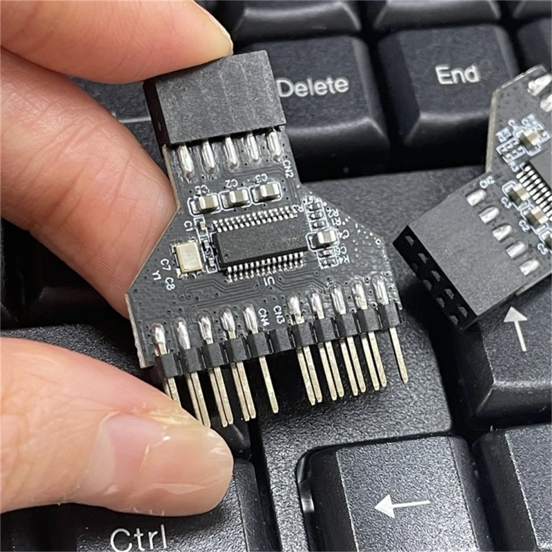 USB 2.0 9-pins splitter Moederbord USB 9-pins header 1 tot 2 verlengadapter 9-pins USB HUB USB2.0-connectoren voor RGB-lamp