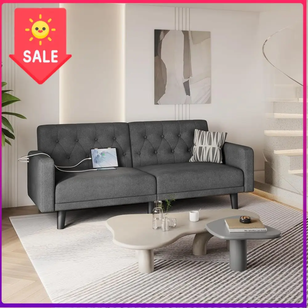 

Горячая распродажа: Компактный диван-кровать 63 с USB-портами, откидной спинкой и съемными подлокотниками для гостиной, серый цвет