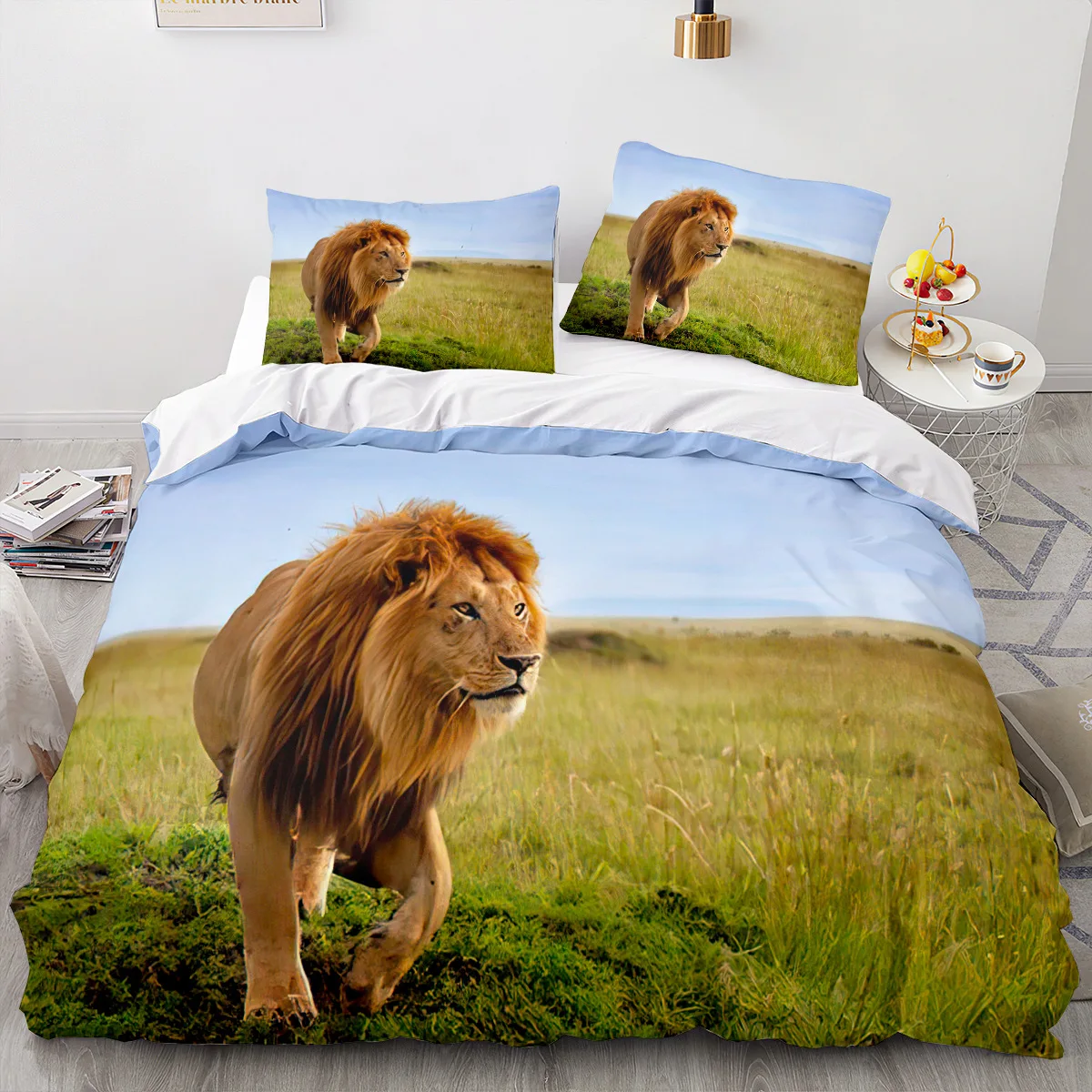 Tier Löwe Bettwäsche Set coole Tier Bettwäsche Wohnkultur Single Double Twin Size für Jungen Mädchen Kinder Erwachsene Löwe Bett bezug Set – Detail 12