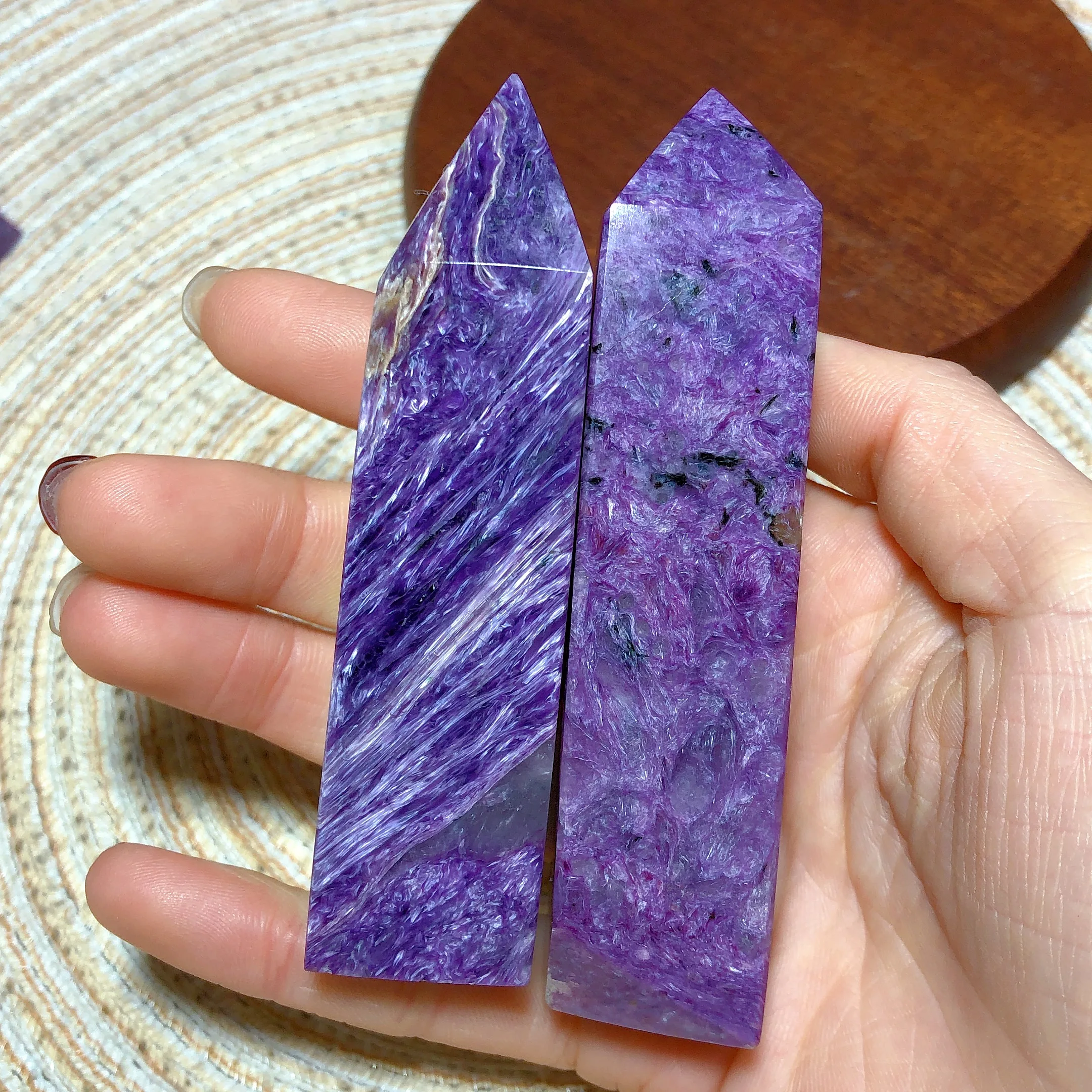 Natural Crystal Charoite Tower Colorful Flashy Scintillating High Quality Obelisk Prismatic Gemstones Mineral Rare Gift