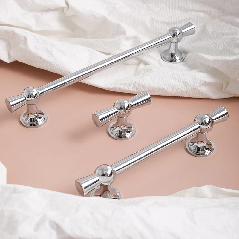 Bright Chrome Kitchen Cabinet Hardware  Cupboard Handles T Bar Furniture Hardware Drawer Pulls Door Handle Kitchen Accessories