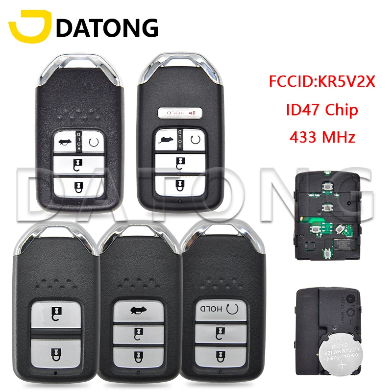 Datong World KR5V2X 433MHz ID47Chip Promixity Car Remote Control Key For Honda Fit City Greiz Jazz XRV Venzel HRV CRV