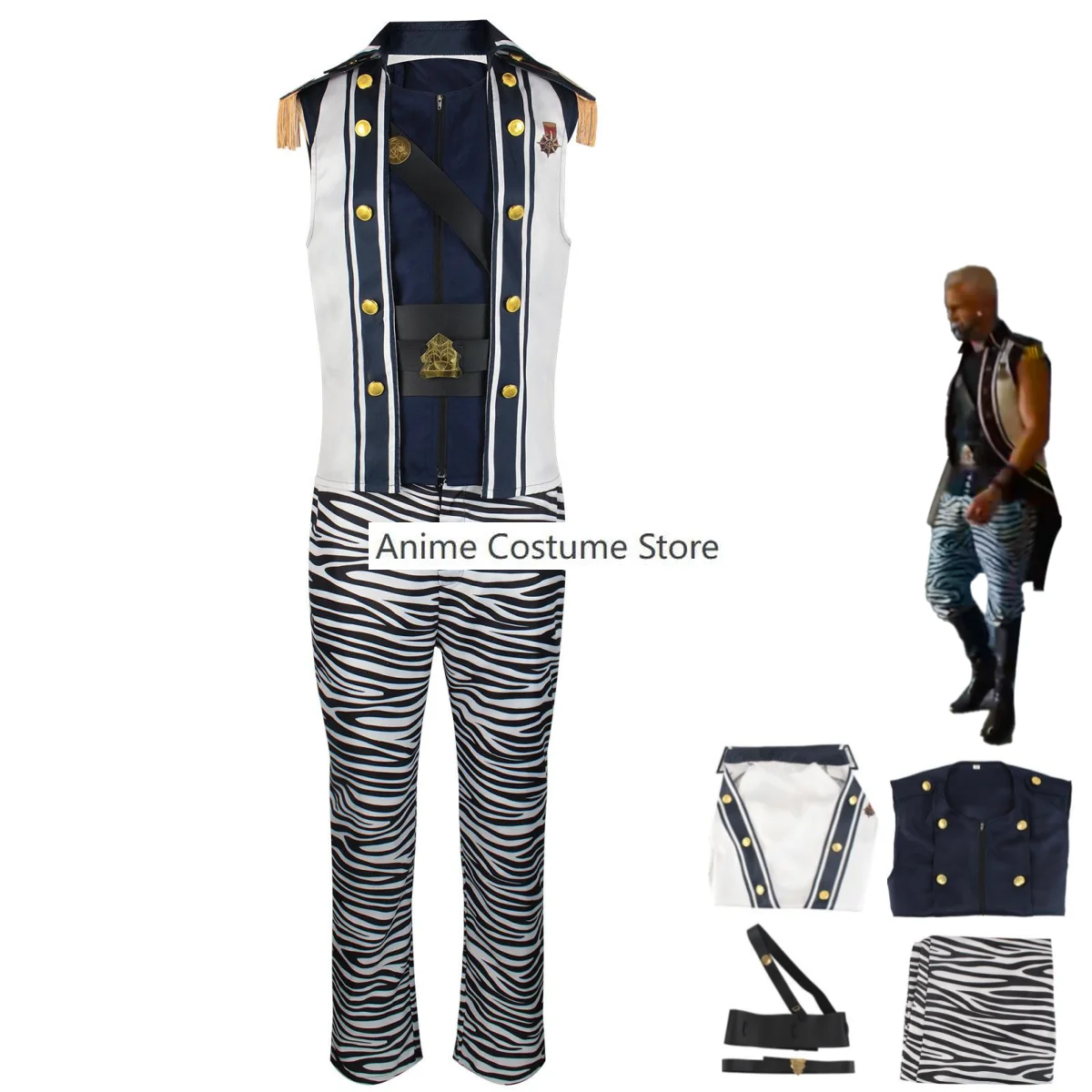 Live Action Movies Morgan Cosplay Costume Navy Uniform Tops Vest Coat Printing Pants Adult Man Halloween Carnival Suit