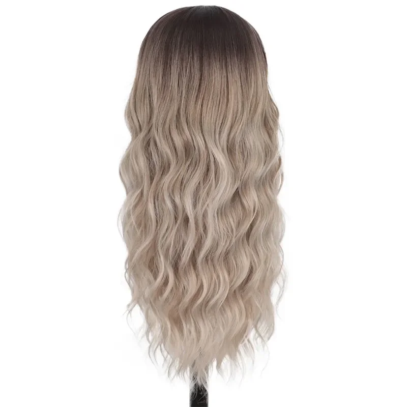 Peruca de cabelo humano encaracolado longo do laço, perucas louras, parte média ombre, laço pequeno, sintético, sexy, novo, 26"