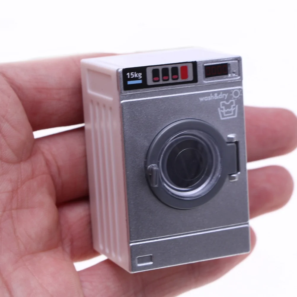 Miniature Simulation Washing Machine Model Dollhouse Laundry Room Furniture Pretend Play Housekeeping Toy Mini Washer Dryer For