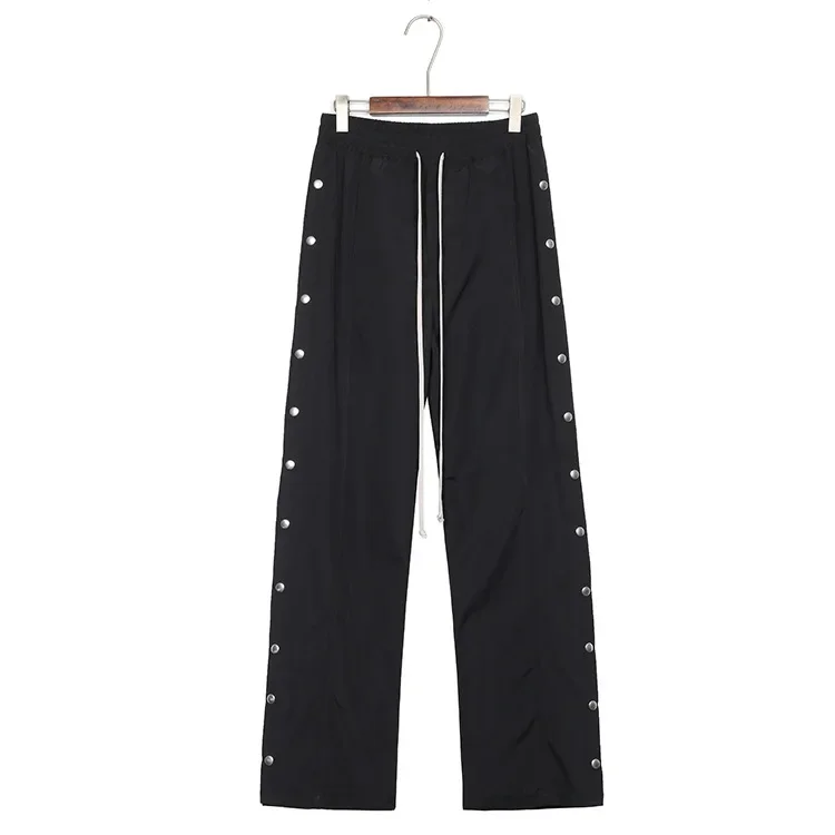 24SS Spring High Street Rick Pants For Men Wide-legged Owens Trouers Buttoned Straight Leg Casual Loose Sport RO Pants