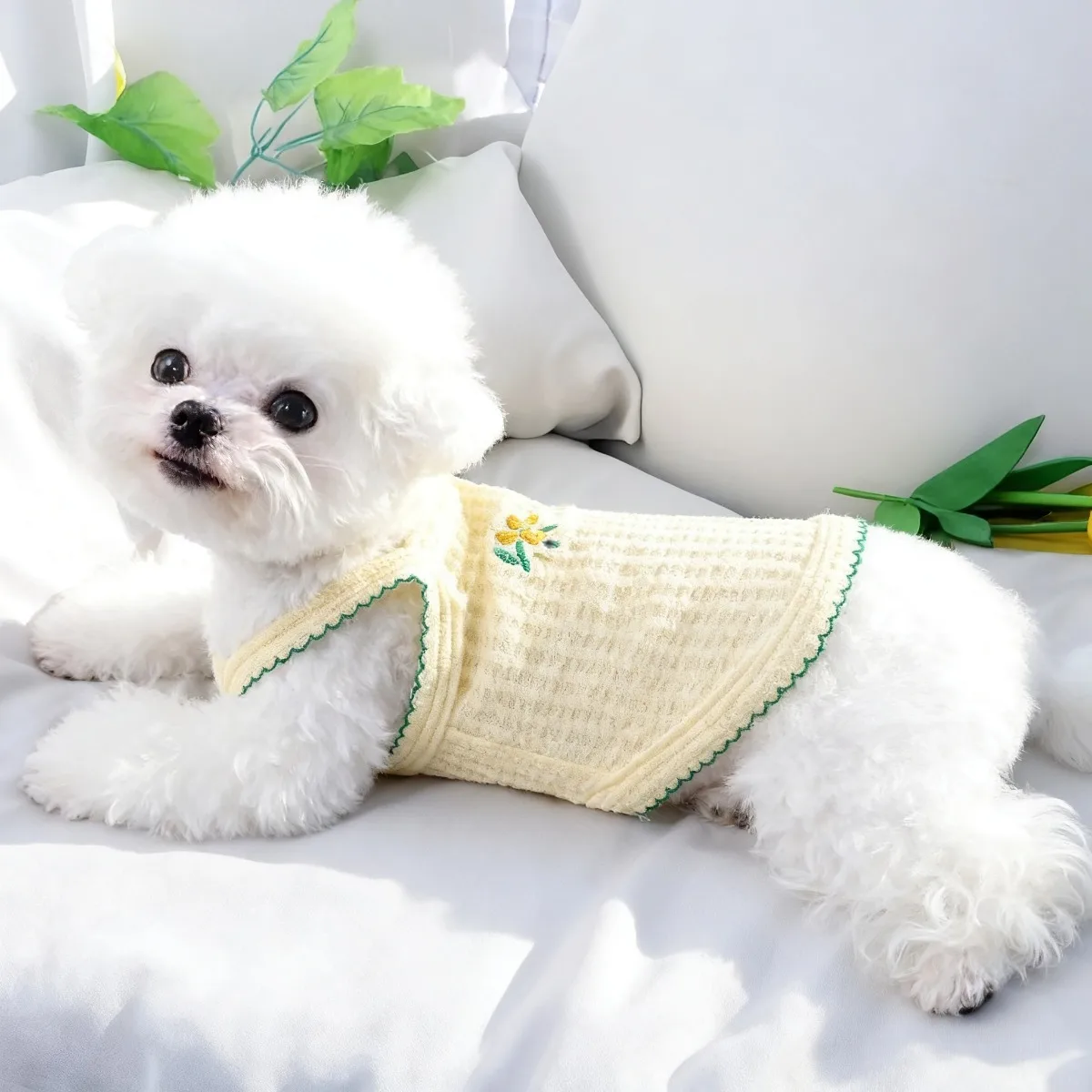 Summer Pet Suspender Vest Floral Embroidery Thin Shirt for Small Medium Dogs Chihuahua Puppy Cat Outfit Dog Clothes