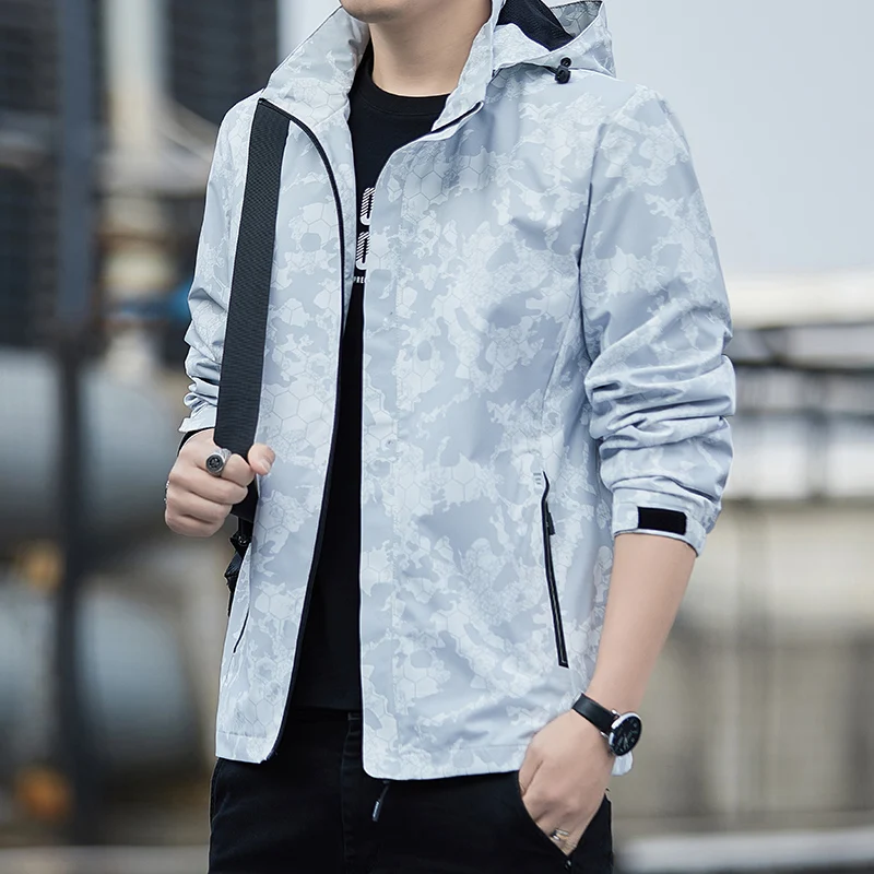 Fashion Zipper Pockets Printed Camouflage Hooded Coats Men's Clothing 2024 Spring Summer New Loose All-match Tops Casual Jackets