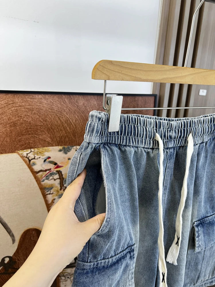 الرجعية الأمريكية Waed عارضة الرجال الصيف orts كبيرة كيت الدنيم الشبابية Vitali Sle تنفس العادية رقيقة