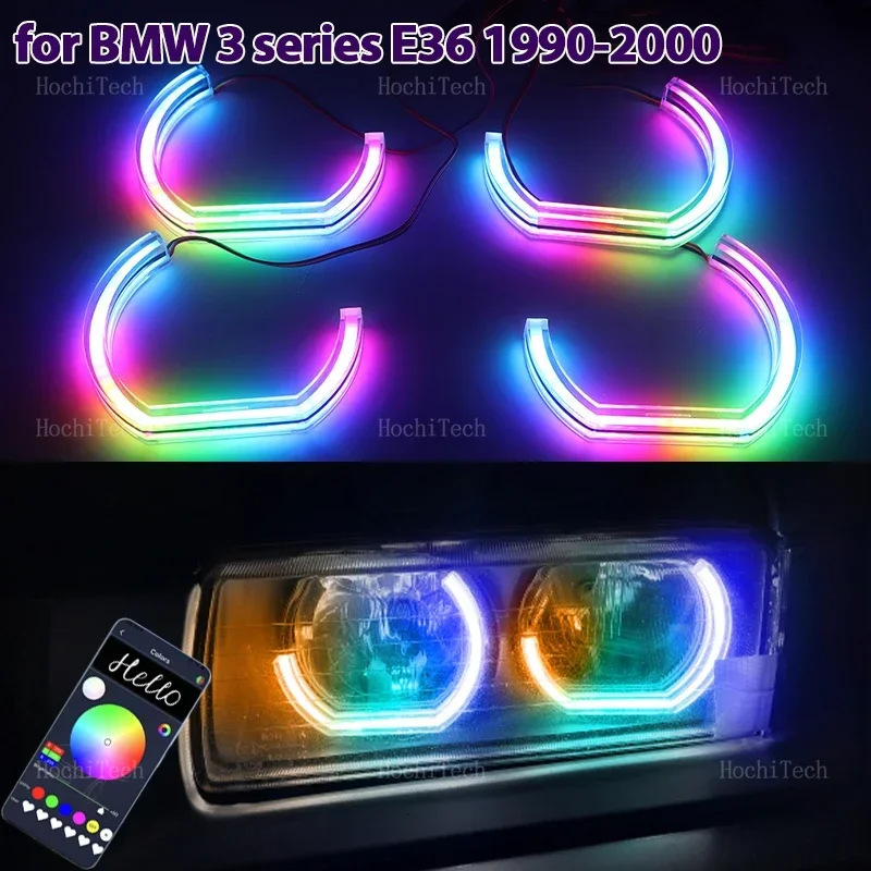 

RGB Colorful DTM style App control with turn signal Dynamic LED Angel Eyes Ring Lamp DRL For BMW 3 Series E36 1990-2000