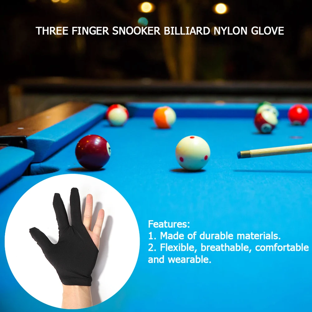 Solid Color Billiard Gloves 3-Finger Open Left/Right Hand Universal Billiard Gloves for Men Women Unisex Sportswear