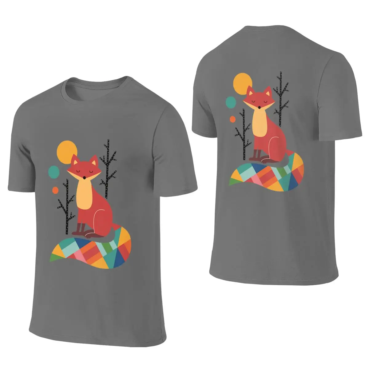 Rainbow Fox Smooth Reversible T-shirt Light Minimalism Ribbed Collar Women's T-shirts