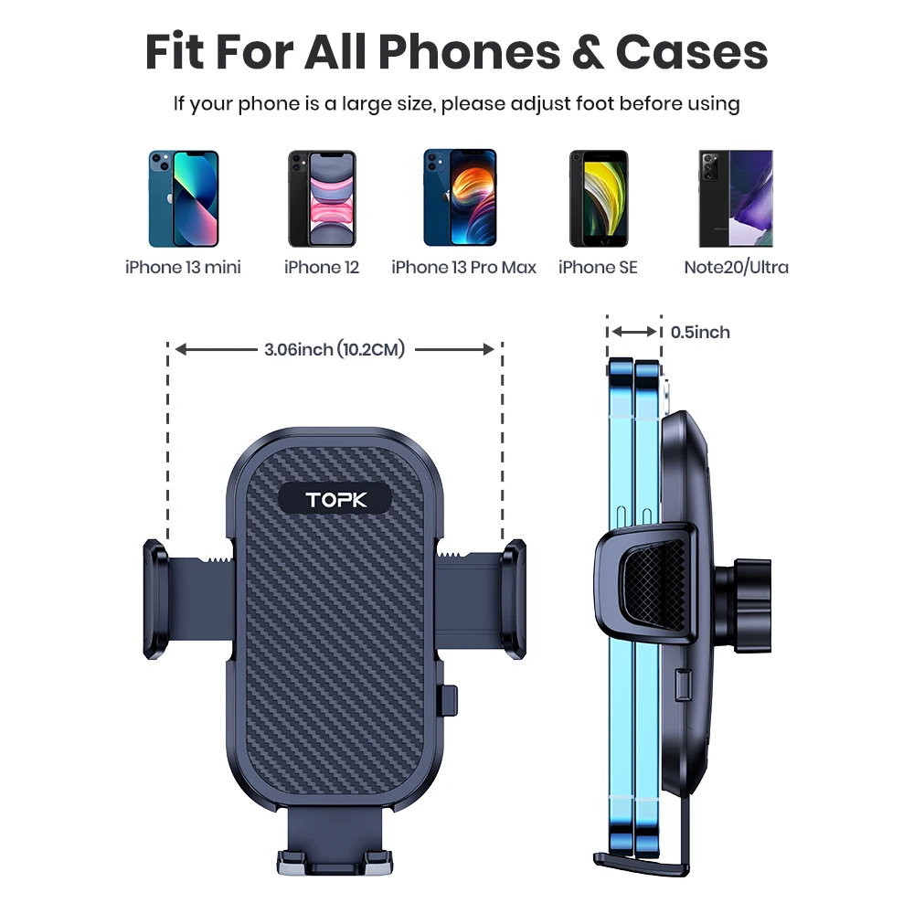 TOPK Autotelefonhalterung Armaturenbretthalterung 360° ° Rotation verstellbare Auto-Ständer-Telefonhalterung für iPhone 15, Samsung, universelle Autohalterung – Detail 7