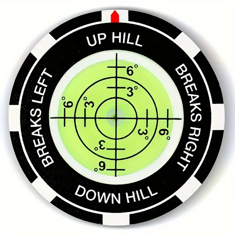 1pc High-Precision Golf Ball Marker with Green Reading Aid, Hat Clip - Target Design (Up Hill/Down Hill/Breaks Left/Right)