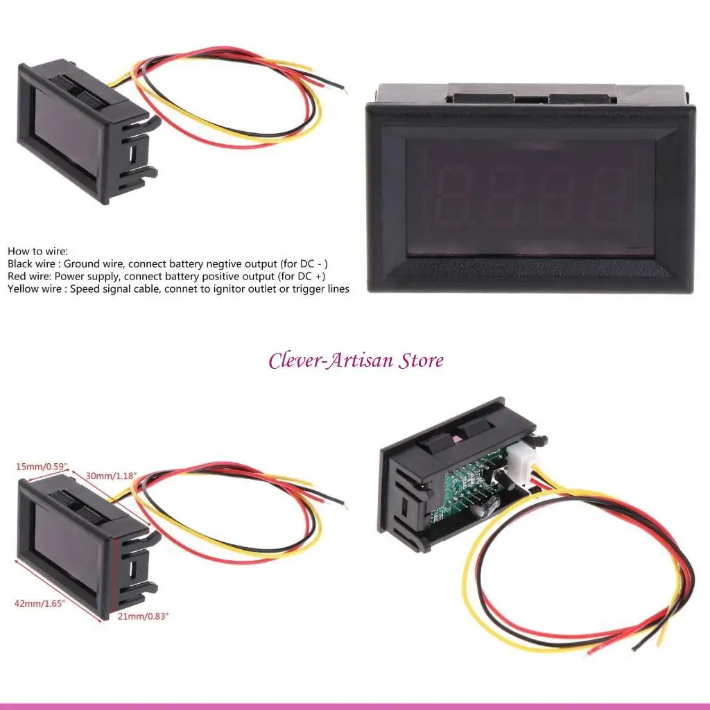 

E06B 2 in 1 LED Tachometer Gauge Digital RPM Voltmeter for Auto Motor Rotating