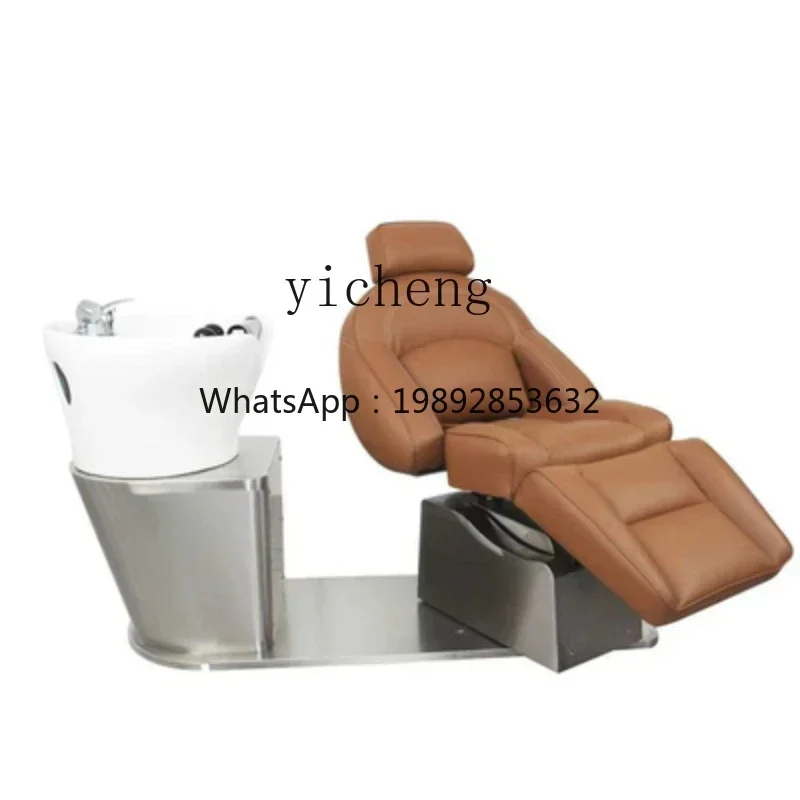 DF Electric Automatic Shampoo Chair Barber Shop Half Lying Flushing Bed High-End for Hair Salon