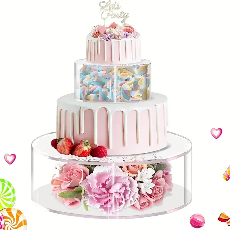 

Transparent Acrylic Round Cake Stand Dessert Display Stand Suitable for Wedding Birthday Party Dessert Table Display Stand