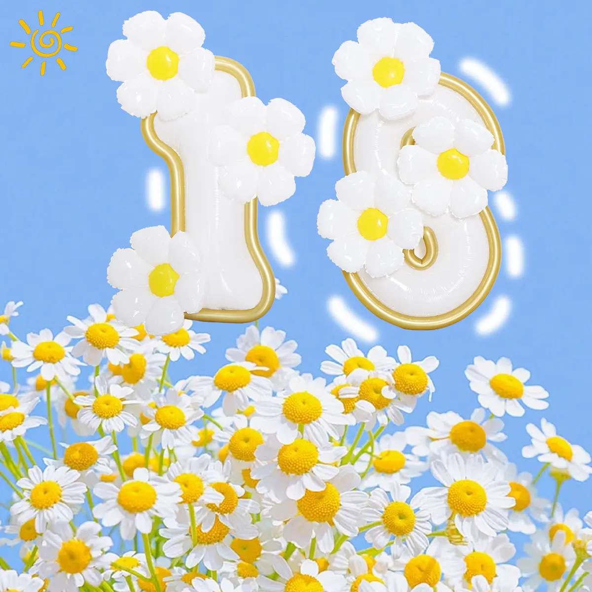 New Daisy Balloon Digital Balloon Large Performance Birthday Party Wedding Decoration Scene 42 inch Aluminum Film Balloon 2025