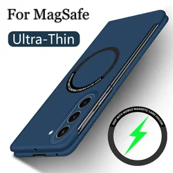 Matte Ultra Thin Metal Ring for Magsafe Case For Samsung Galaxy Z Fold 6 5 4 Fold4 Fold3 Rimless Frameless Hard PC Slim Cover