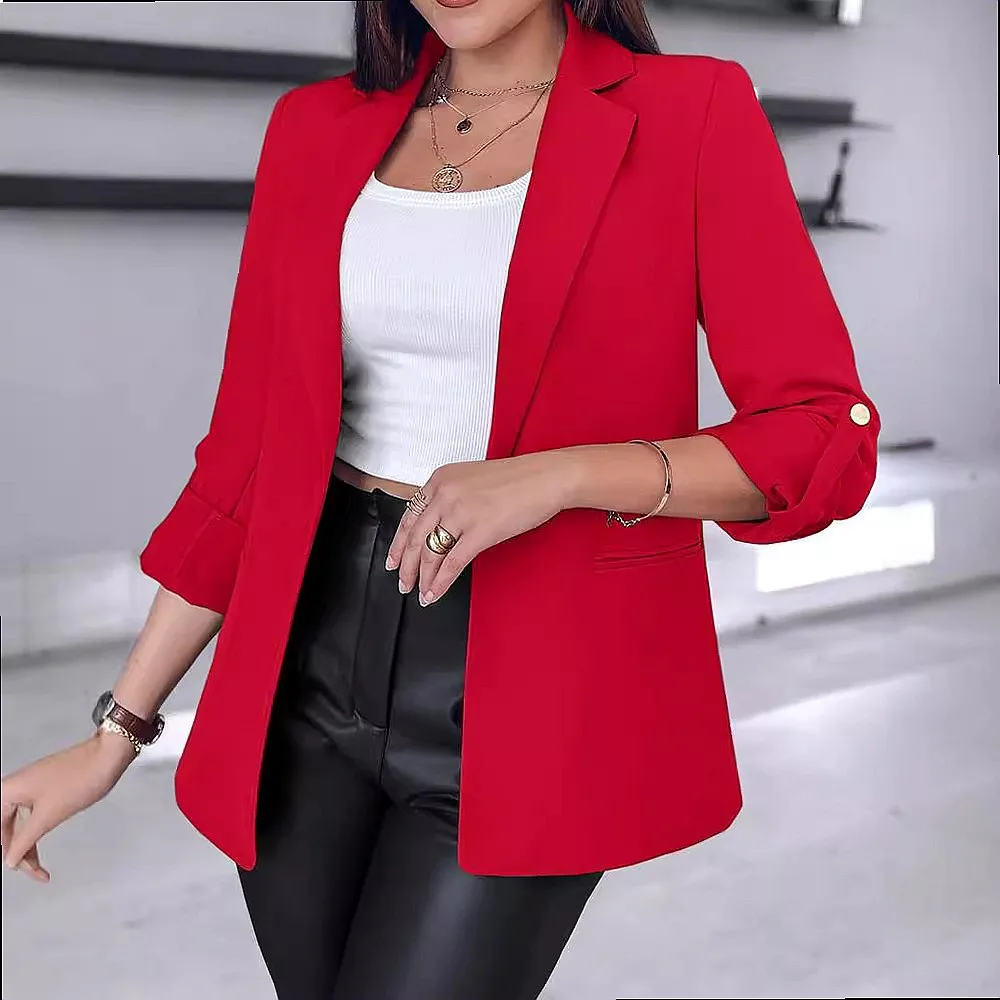 Women Blazer Coat Button Cuff Sleeve Formal Outerwear Spring Summer Fashion Blazer Coats