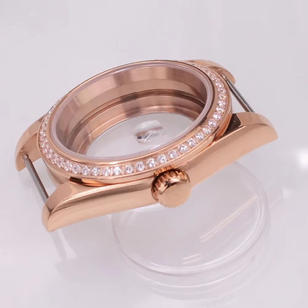 36mm/40mm Rose Gold Watch Case Sapphire Glass Fit NH34 NH35 NH36 PT5000 ETA2824 ST2130 Movement