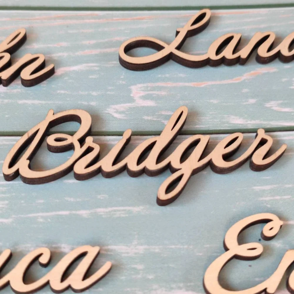 Personalized wooden name place cards Guest names setting Dinner place cards Laser cut Custom wooden tags Seating chart - view 3