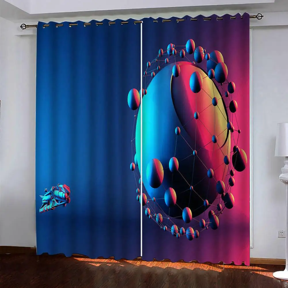 

blue curtains Customized 3d curtains new window balcony thickened windshield stars blackout curtains