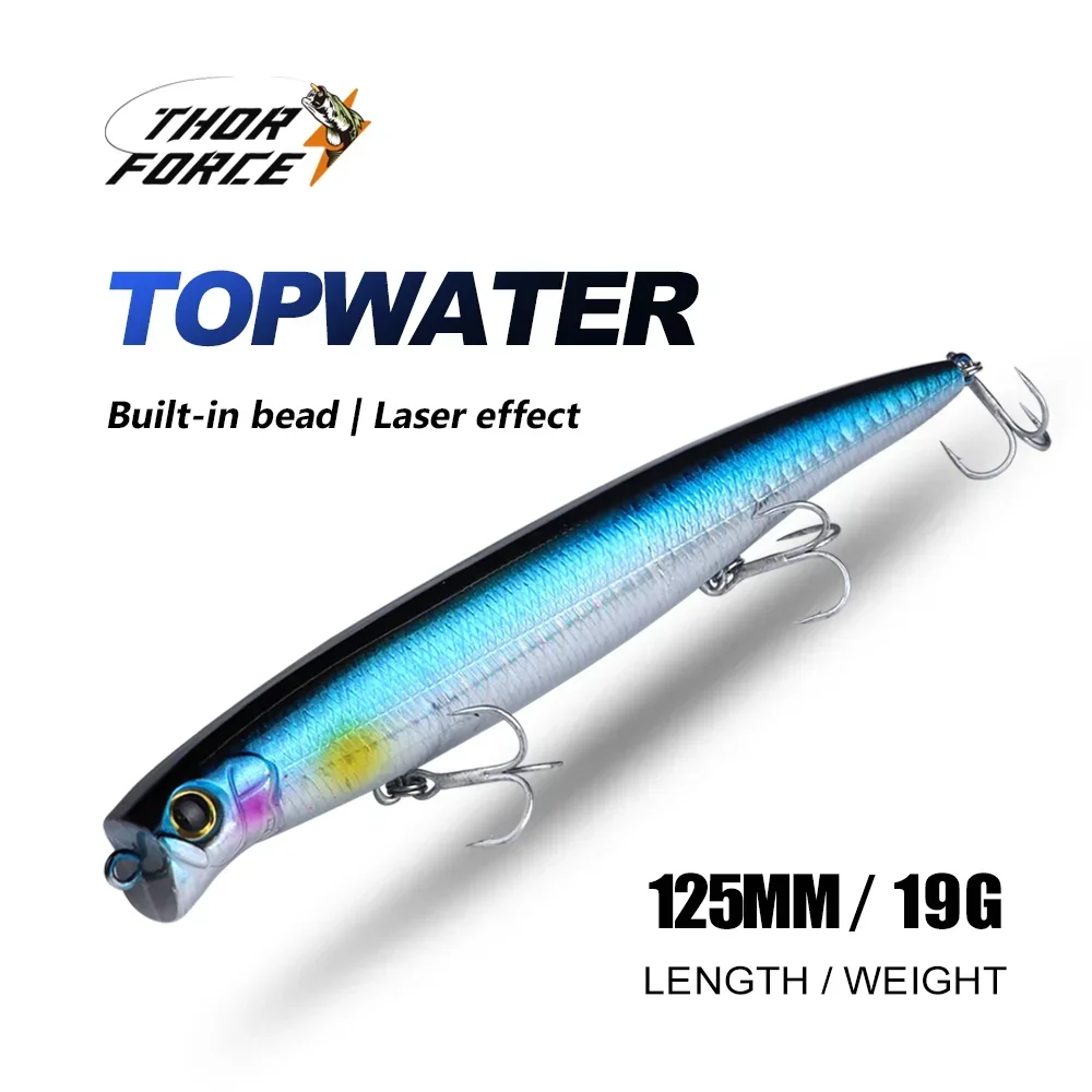 THORFORCE 125MM 19GTopwater Popper Floating Fishing Lures Artificial Surface Hard Bait For Saltwater Power Wobblers Tackle Baits