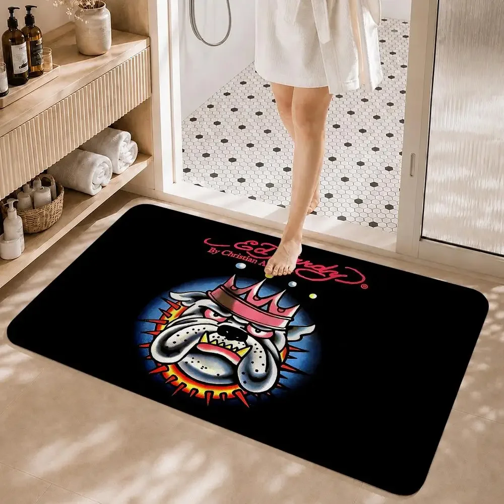 Tattoo Style Fashion E-ED HARDYS Floor Mat Non-Slip Absorbent Floor Mat Decorative Rug for Home Bathroom Bedroom Entryway