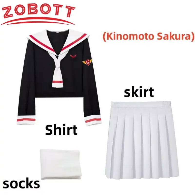 Anime Card Captor Sakura Card Captor Kinomoto Sakura Li Syaoran costume cosplay uniforme scolastica uomo donna campus vestito da marinaio